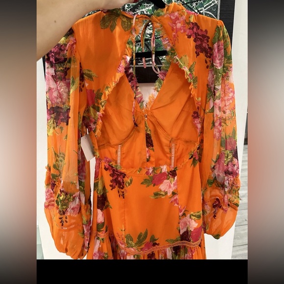 New ASOS Sz 2 Floral Maxi Drop Waist Dress Boho Free Summer Open Back Evening - Picture 4 of 4